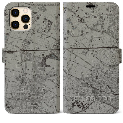 【西荻窪（東京都）】地図柄iPhoneケース（手帳タイプ）モノトーン・iPhone 12 Pro Max 用