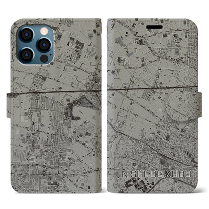 【西荻窪（東京都）】地図柄iPhoneケース（手帳タイプ）モノトーン・iPhone 12 / 12 Pro 用