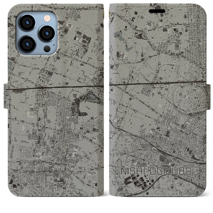 【西荻窪（東京都）】地図柄iPhoneケース（手帳タイプ）モノトーン・iPhone 13 Pro Max 用