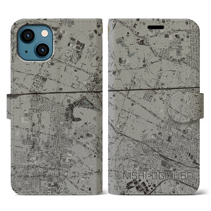【西荻窪（東京都）】地図柄iPhoneケース（手帳タイプ）モノトーン・iPhone 13 用