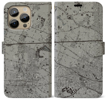 【西荻窪（東京都）】地図柄iPhoneケース（手帳タイプ）モノトーン・iPhone 14 Pro Max 用