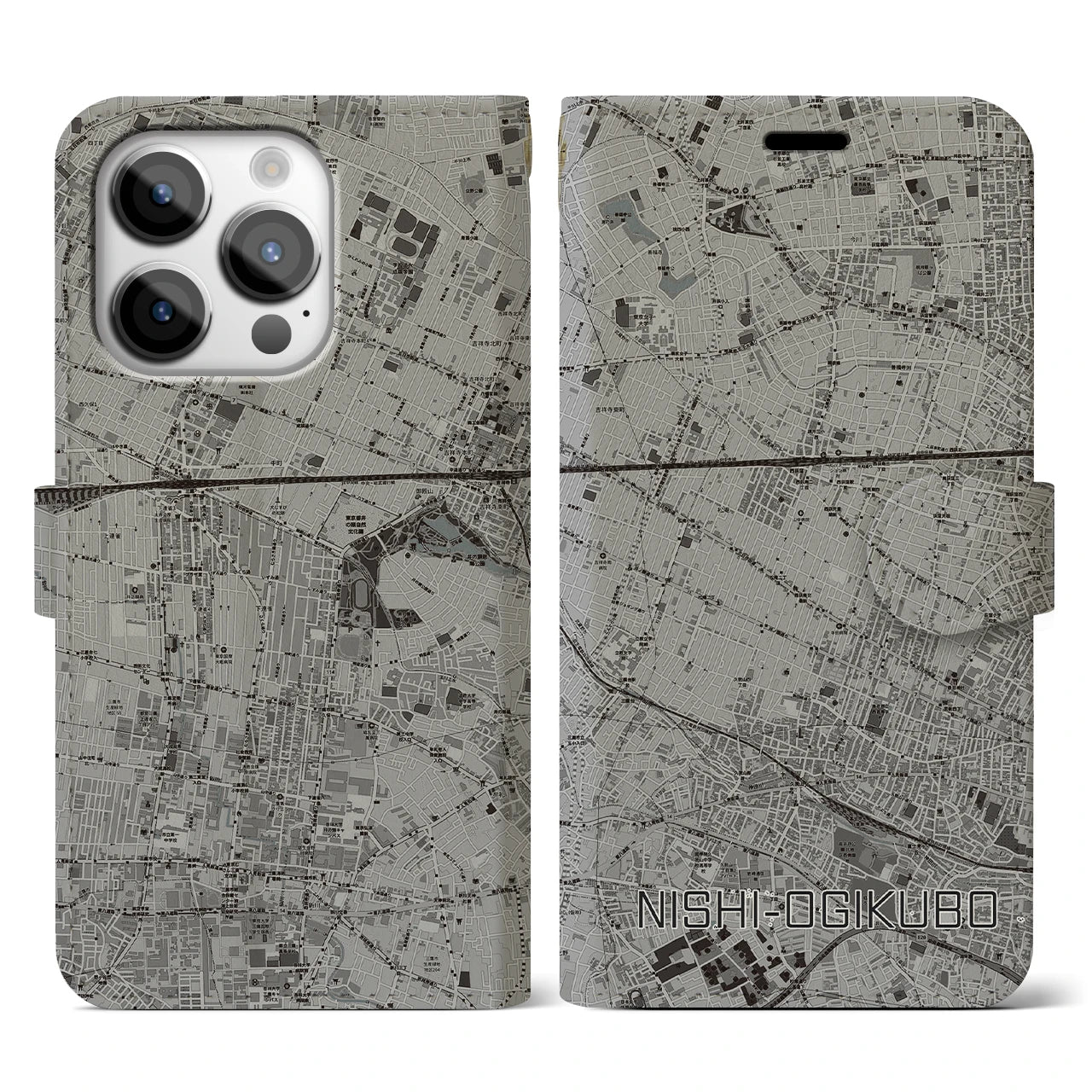 【西荻窪（東京都）】地図柄iPhoneケース（手帳タイプ）
