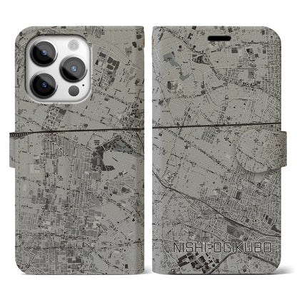 【西荻窪（東京都）】地図柄iPhoneケース（手帳タイプ）モノトーン・iPhone 14 Pro 用