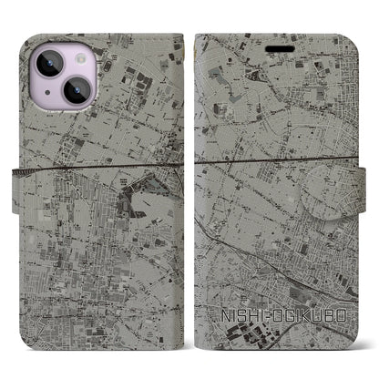 【西荻窪（東京都）】地図柄iPhoneケース（手帳タイプ）モノトーン・iPhone 14 用