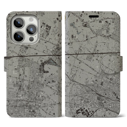 【西荻窪（東京都）】地図柄iPhoneケース（手帳タイプ）モノトーン・iPhone 15 Pro 用