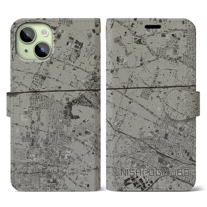 【西荻窪（東京都）】地図柄iPhoneケース（手帳タイプ）モノトーン・iPhone 15 用