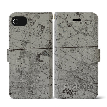 【西荻窪（東京都）】地図柄iPhoneケース（手帳タイプ）モノトーン・iPhone SE（第3 / 第2世代） / 8 / 7 / 6s / 6 用