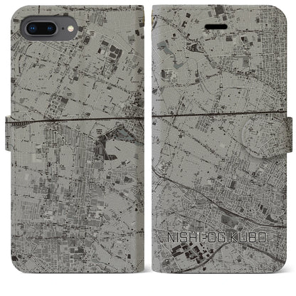 【西荻窪（東京都）】地図柄iPhoneケース（手帳タイプ）モノトーン・iPhone 8Plus /7Plus / 6sPlus / 6Plus 用