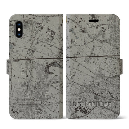 【西荻窪（東京都）】地図柄iPhoneケース（手帳タイプ）モノトーン・iPhone XS / X 用