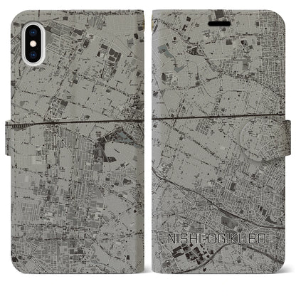 【西荻窪（東京都）】地図柄iPhoneケース（手帳タイプ）モノトーン・iPhone XS Max 用