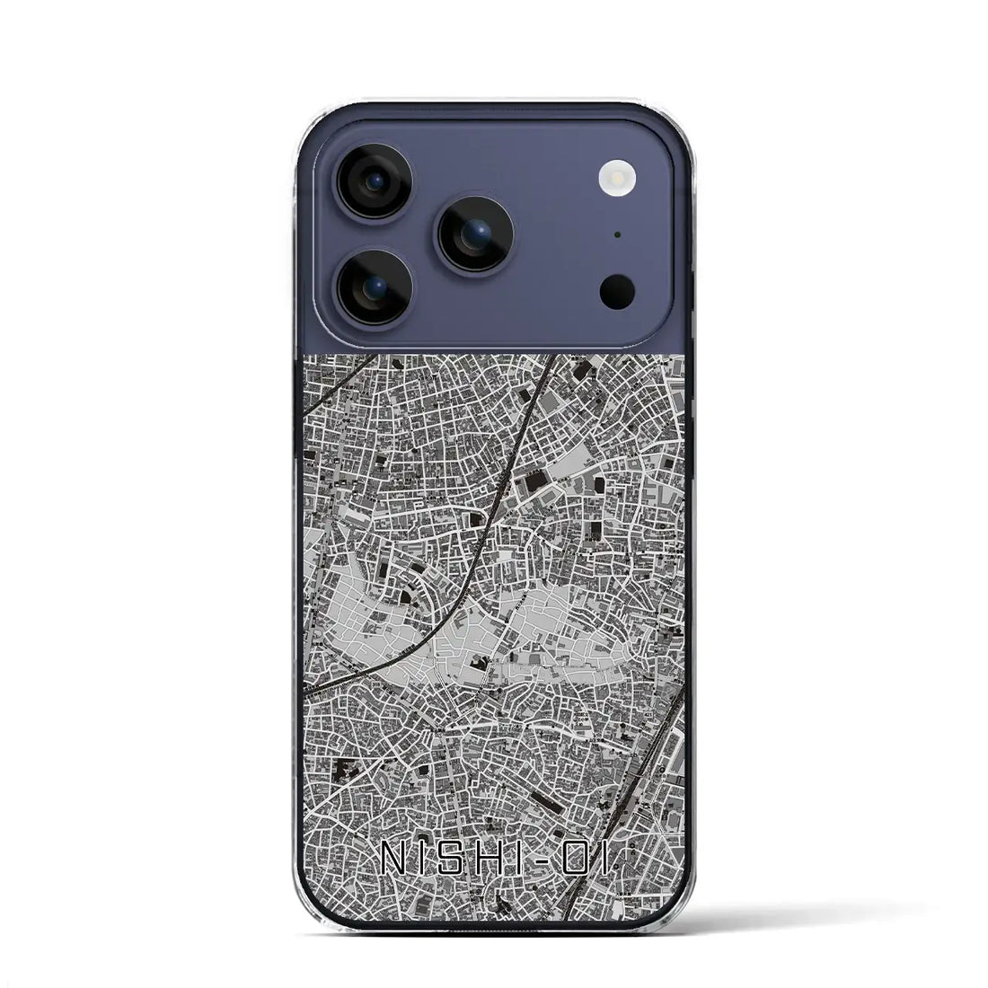【西大井(東京都)】地図柄iPhoneケース(クリアタイプ)モノトーン・iPhone 17 Pro Max 用