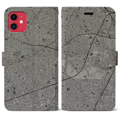 【西大井（東京都）】地図柄iPhoneケース（手帳タイプ）モノトーン・iPhone 11 用