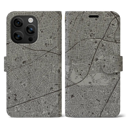 【西大井（東京都）】地図柄iPhoneケース（手帳タイプ）モノトーン・iPhone 16 用