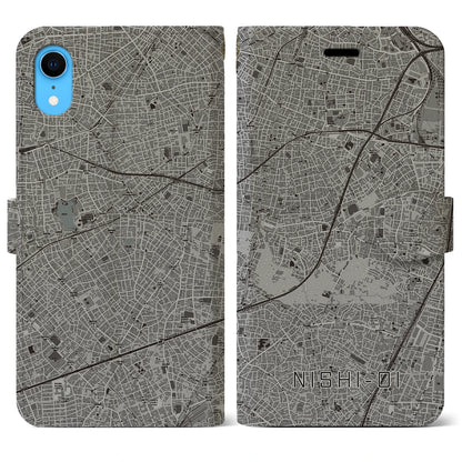 【西大井（東京都）】地図柄iPhoneケース（手帳タイプ）モノトーン・iPhone XR 用