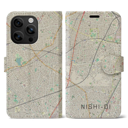 【西大井（東京都）】地図柄iPhoneケース（手帳タイプ）ナチュラル・iPhone 16 用