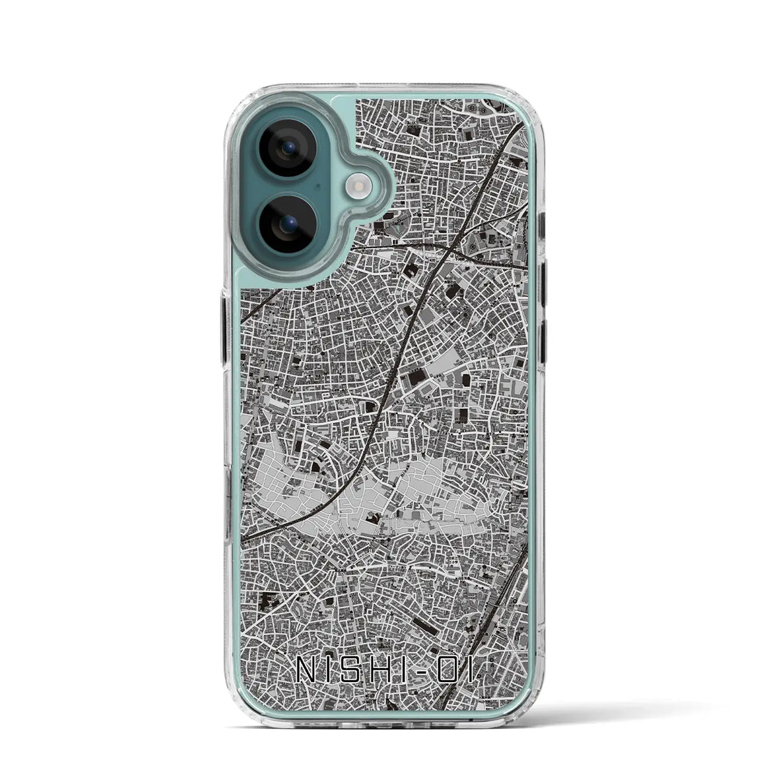 【西大井（東京都）】地図柄iPhoneケース（MagSafeタイプ）モノトーン・iPhone 16 Pro 用