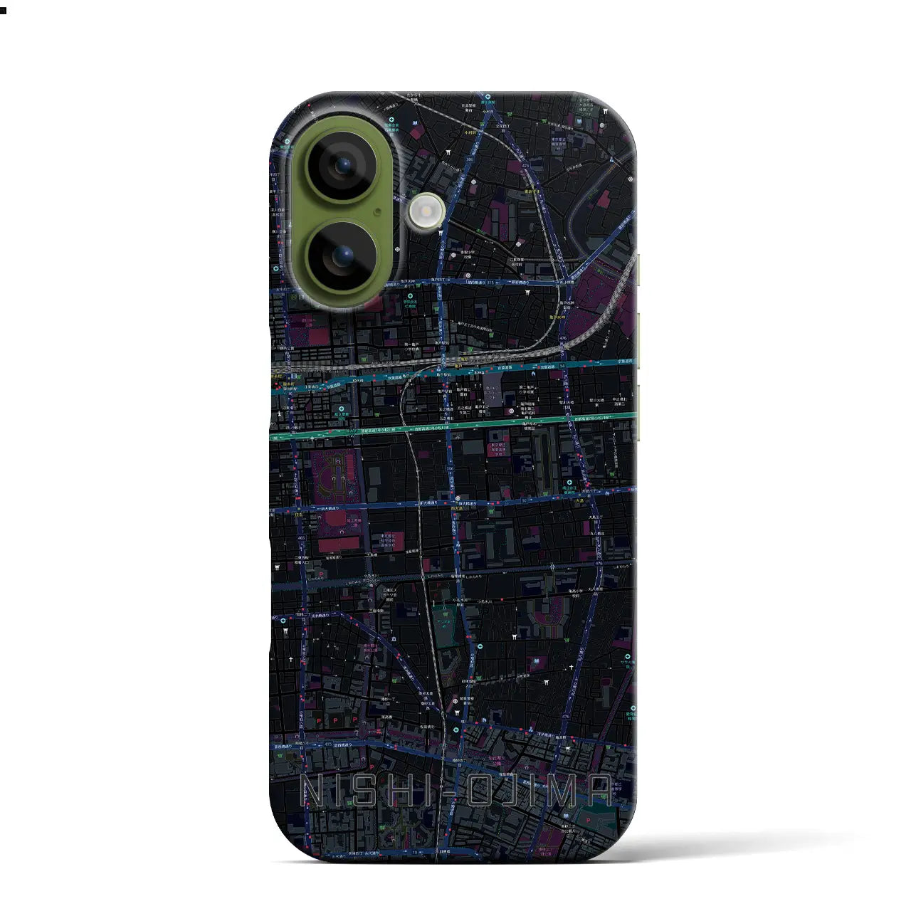 【西大島（東京都）】地図柄iPhoneケース（バックカバータイプ）