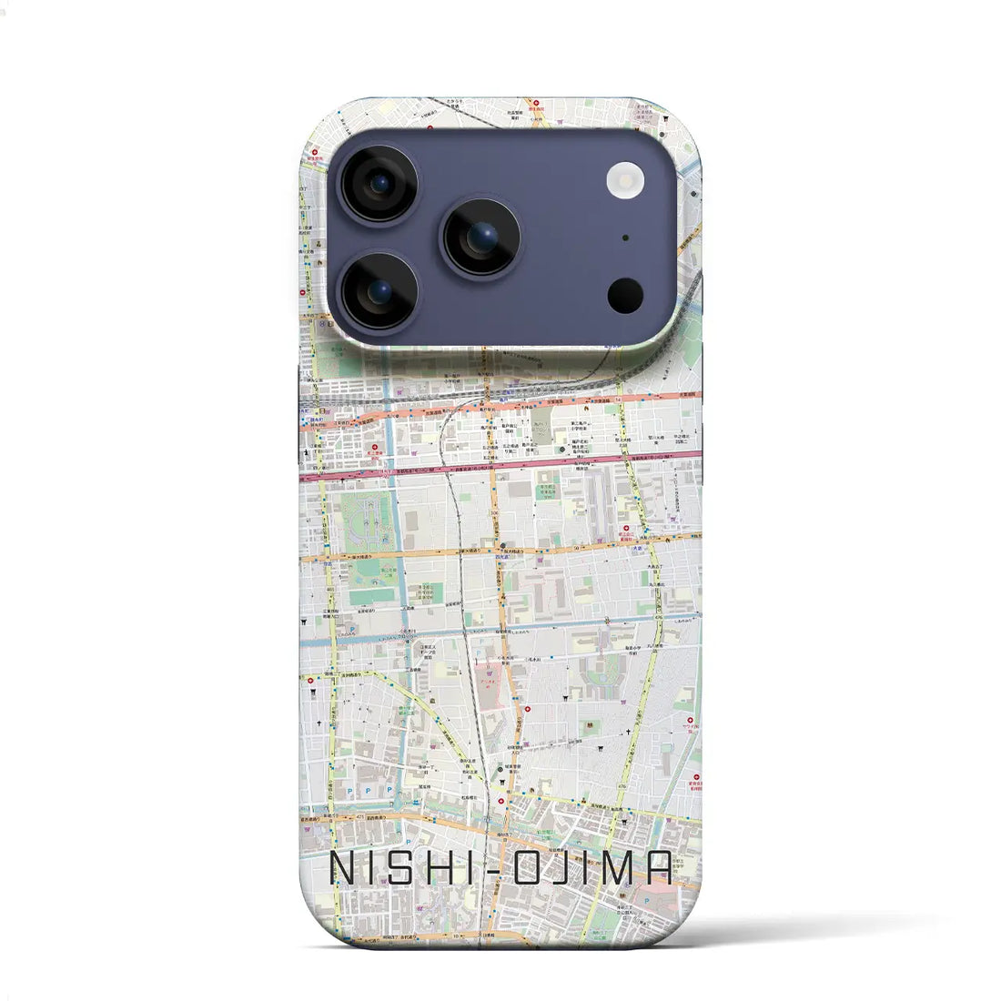【西大島（東京都）】地図柄iPhoneケース（バックカバータイプ）ブラック・iPhone 17 Pro Max 用