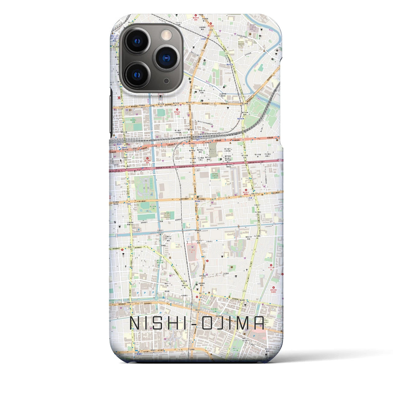 【西大島（東京都）】地図柄iPhoneケース（バックカバータイプ）