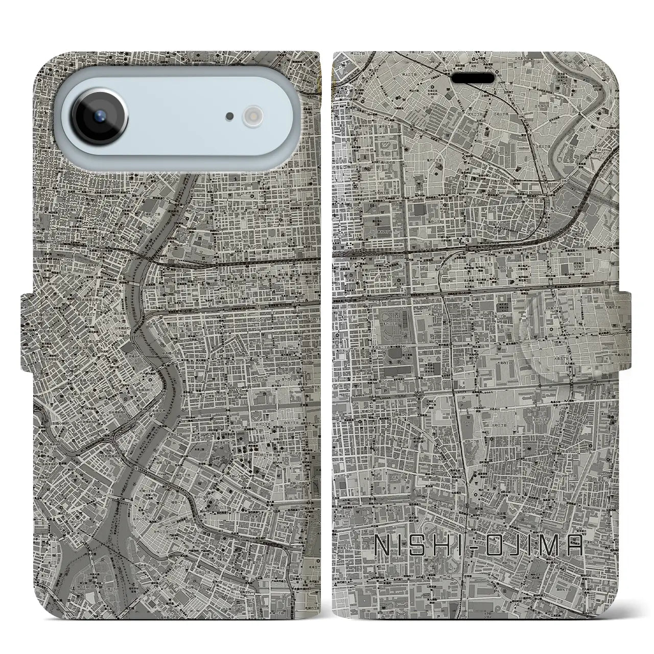 【西大島（東京都）】地図柄iPhoneケース（手帳タイプ）