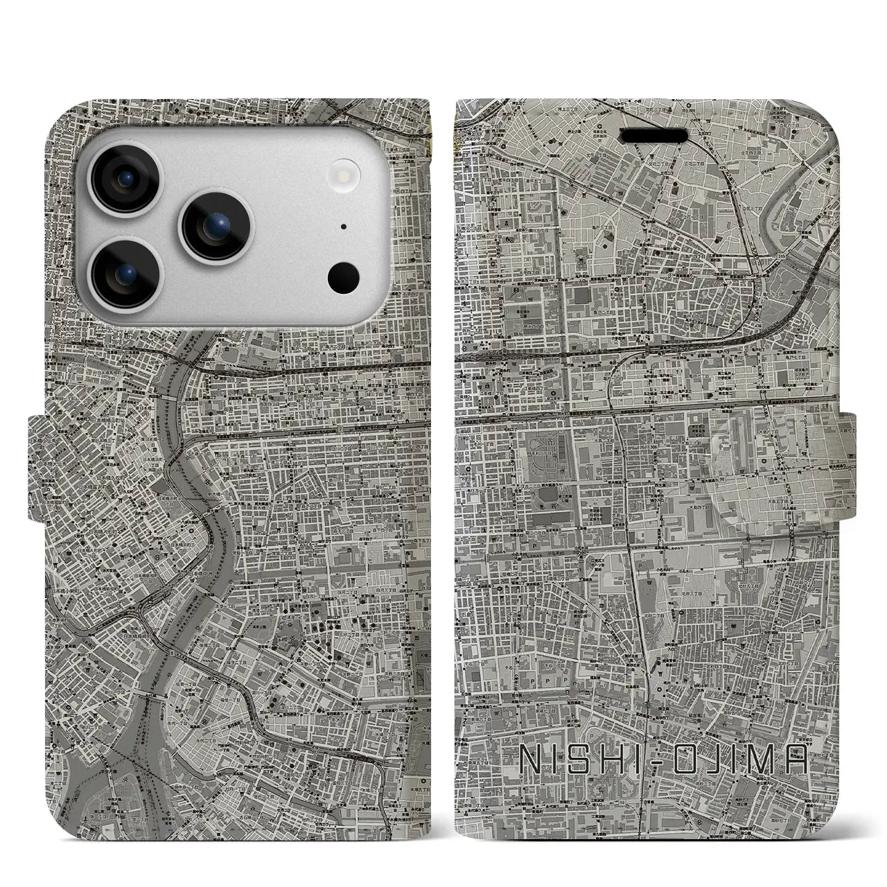 【西大島（東京都）】地図柄iPhoneケース（手帳タイプ）