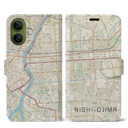 【西大島（東京都）】地図柄iPhoneケース（手帳タイプ）