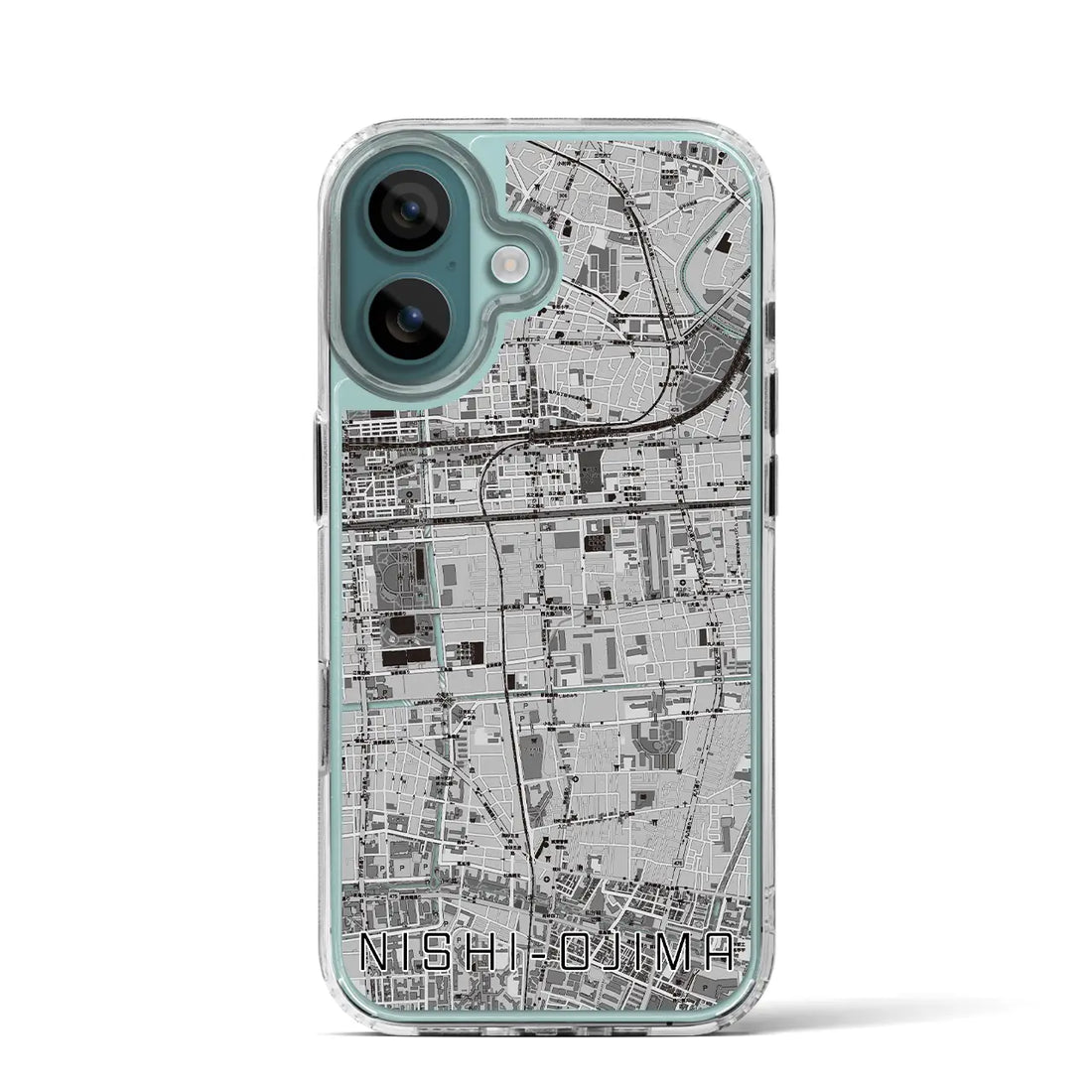 【西大島（東京都）】地図柄iPhoneケース（MagSafeタイプ）モノトーン・iPhone 16 Pro 用