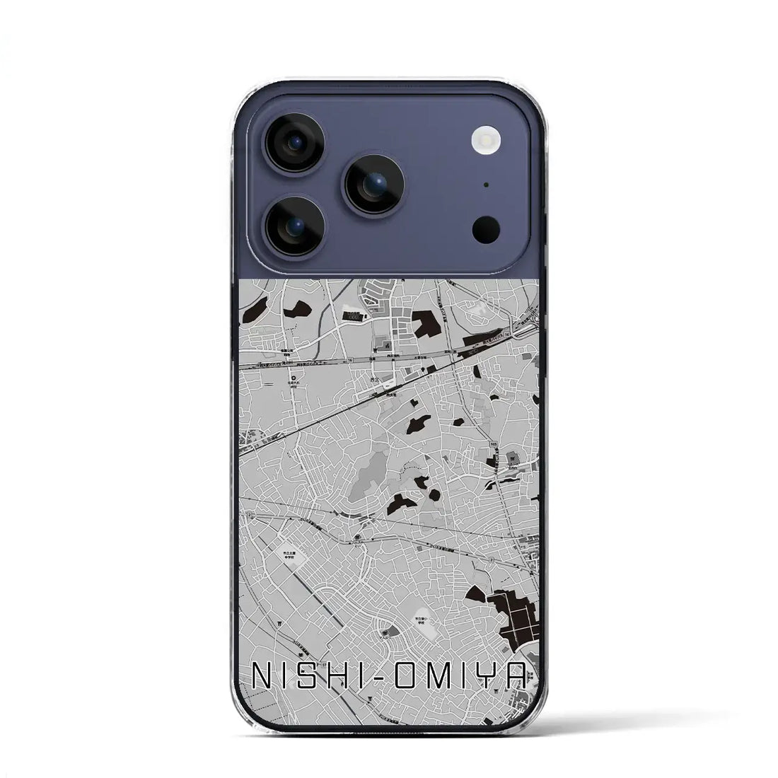 【西大宮（埼玉県）】地図柄iPhoneケース（クリアタイプ）モノトーン・iPhone 17 Pro Max 用
