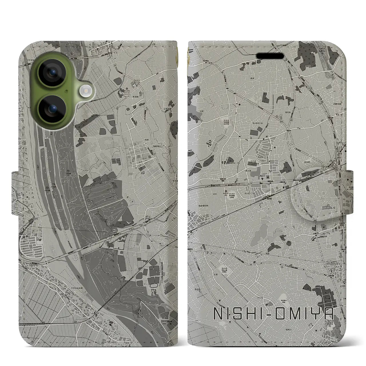 【西大宮（埼玉県）】地図柄iPhoneケース（手帳タイプ）