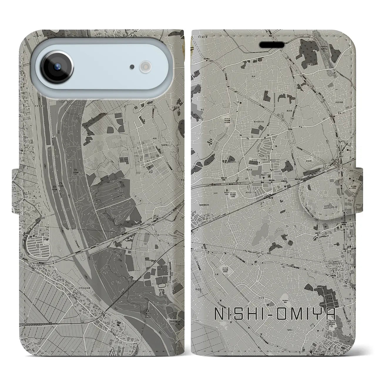 【西大宮（埼玉県）】地図柄iPhoneケース（手帳タイプ）