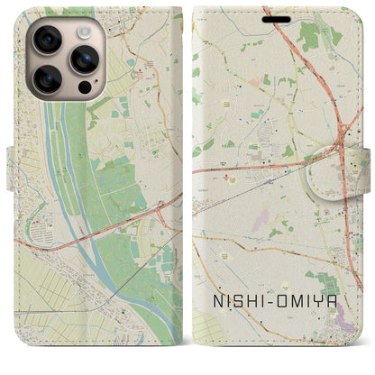 【西大宮（埼玉県）】地図柄iPhoneケース（手帳タイプ）ナチュラル・iPhone 16 Plus 用