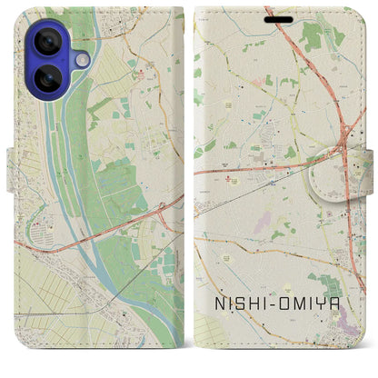 【西大宮（埼玉県）】地図柄iPhoneケース（手帳タイプ）ナチュラル・iPhone 16 Pro Max 用