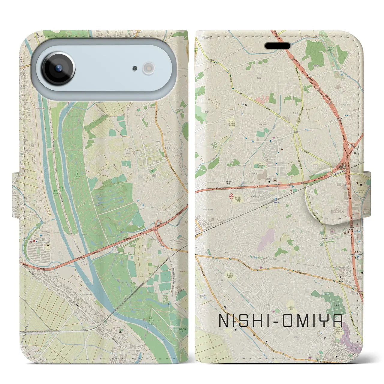 【西大宮（埼玉県）】地図柄iPhoneケース（手帳タイプ）