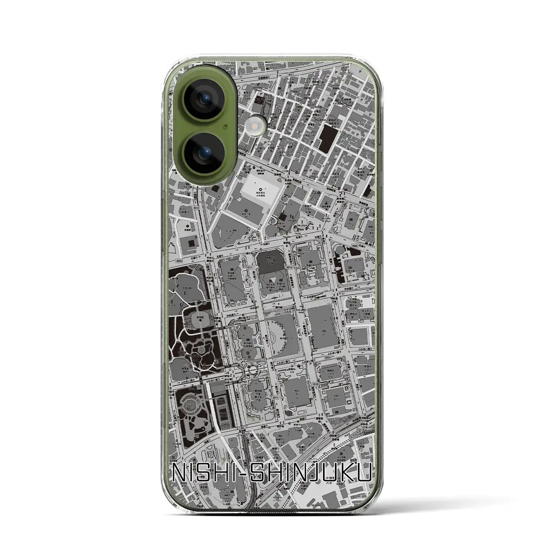 【西新宿（東京都）】地図柄iPhoneケース（クリアタイプ）モノトーン・iPhone 17 Pro Max 用