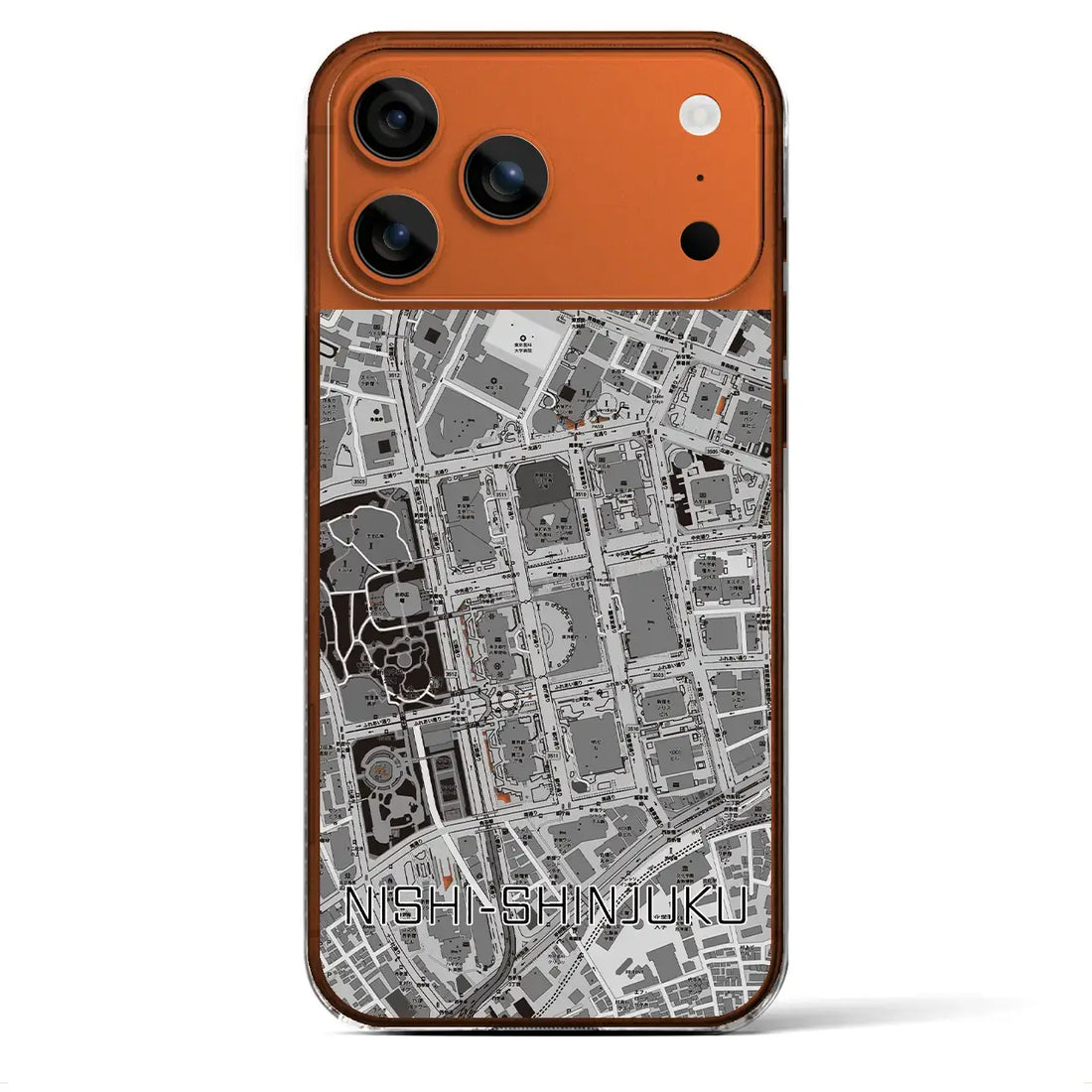 【西新宿（東京都）】地図柄iPhoneケース（クリアタイプ）モノトーン・iPhone 17 Pro Max 用