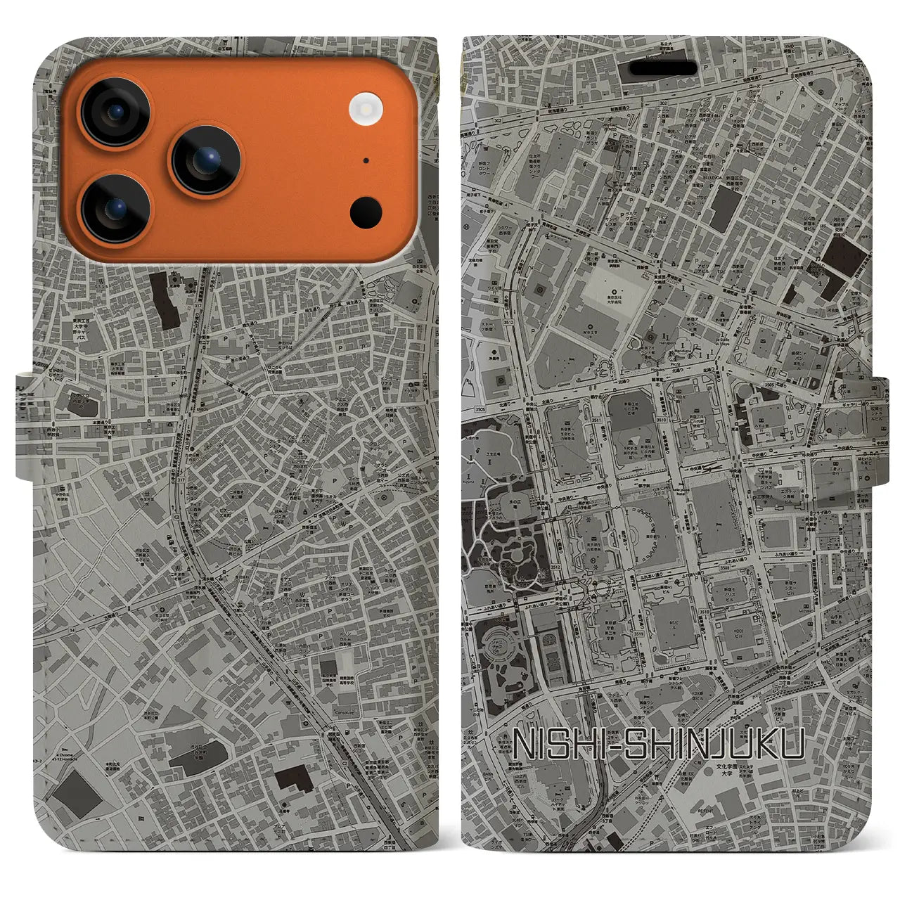 【西新宿（東京都）】地図柄iPhoneケース（手帳タイプ）