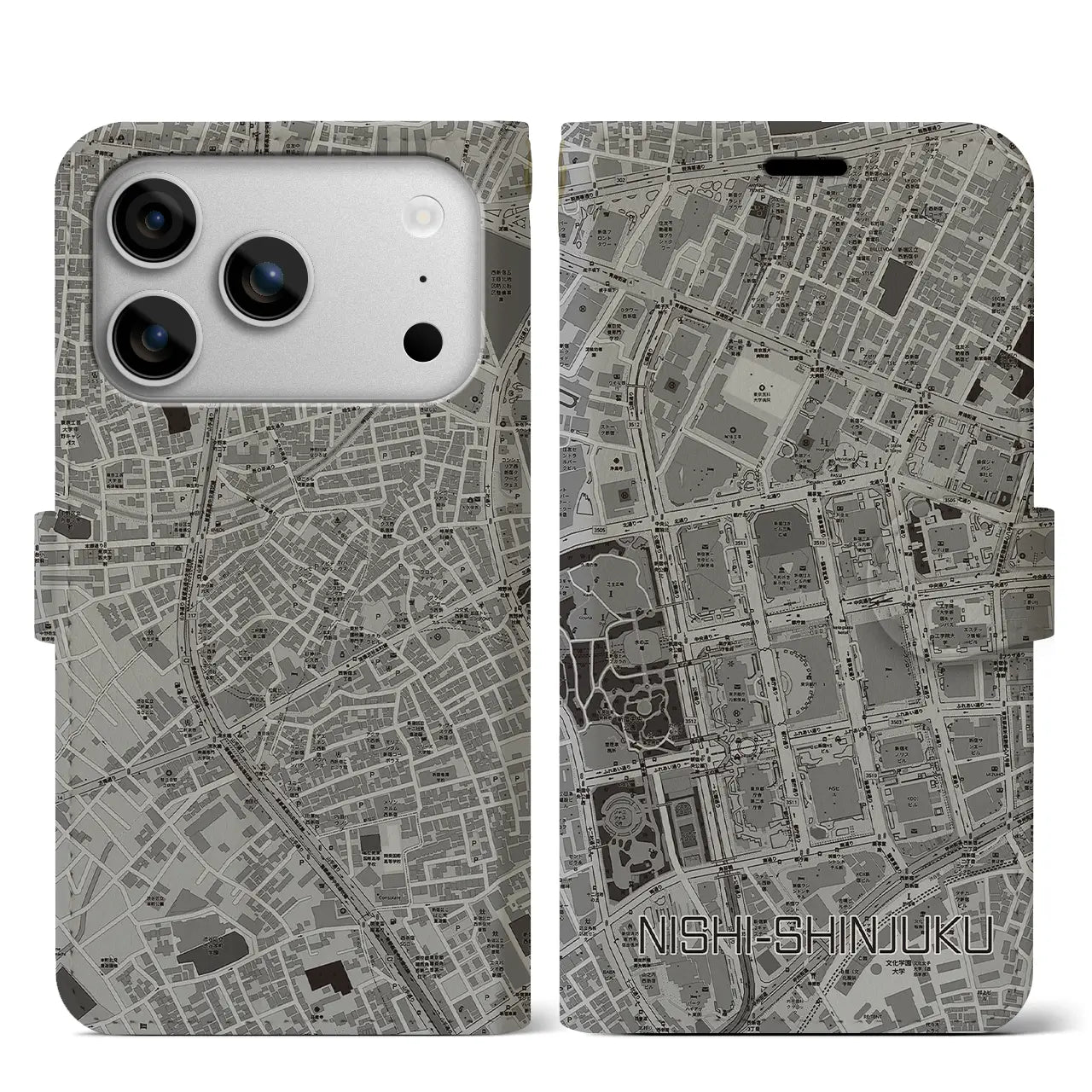 【西新宿（東京都）】地図柄iPhoneケース（手帳タイプ）