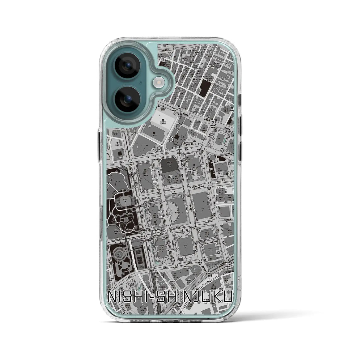 【西新宿(東京都)】地図柄iPhoneケース(MagSafeタイプ)モノトーン・iPhone 16 Pro 用