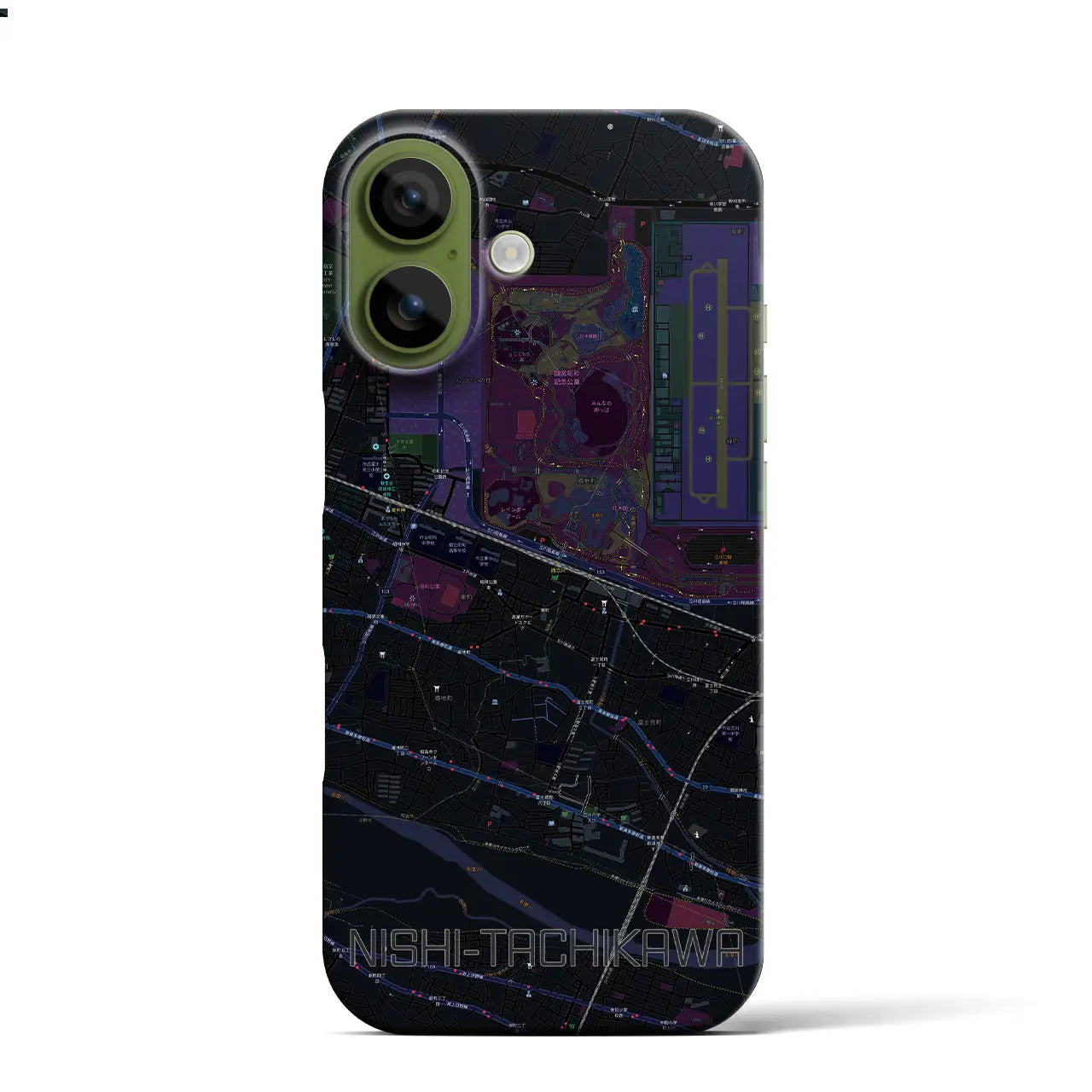 【西立川（東京都）】地図柄iPhoneケース（バックカバータイプ）