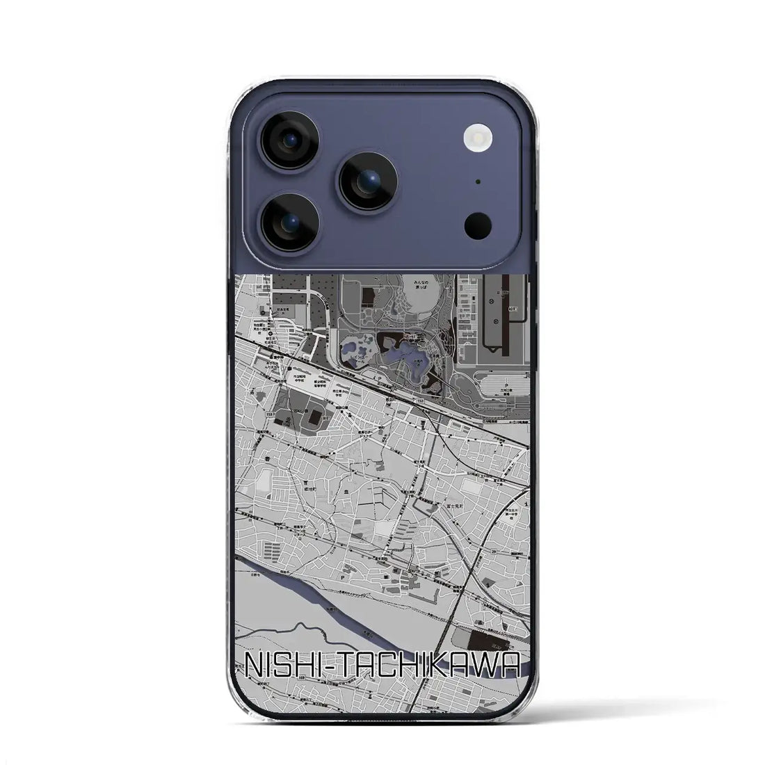 【西立川(東京都)】地図柄iPhoneケース(クリアタイプ)モノトーン・iPhone 17 Pro Max 用