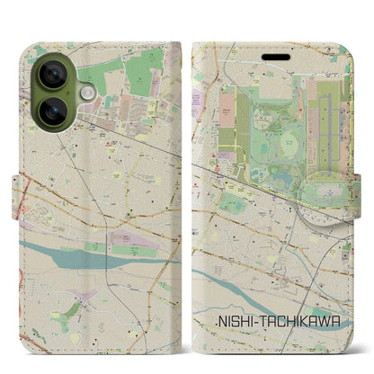 【西立川（東京都）】地図柄iPhoneケース（手帳タイプ）