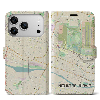 【西立川（東京都）】地図柄iPhoneケース（手帳タイプ）