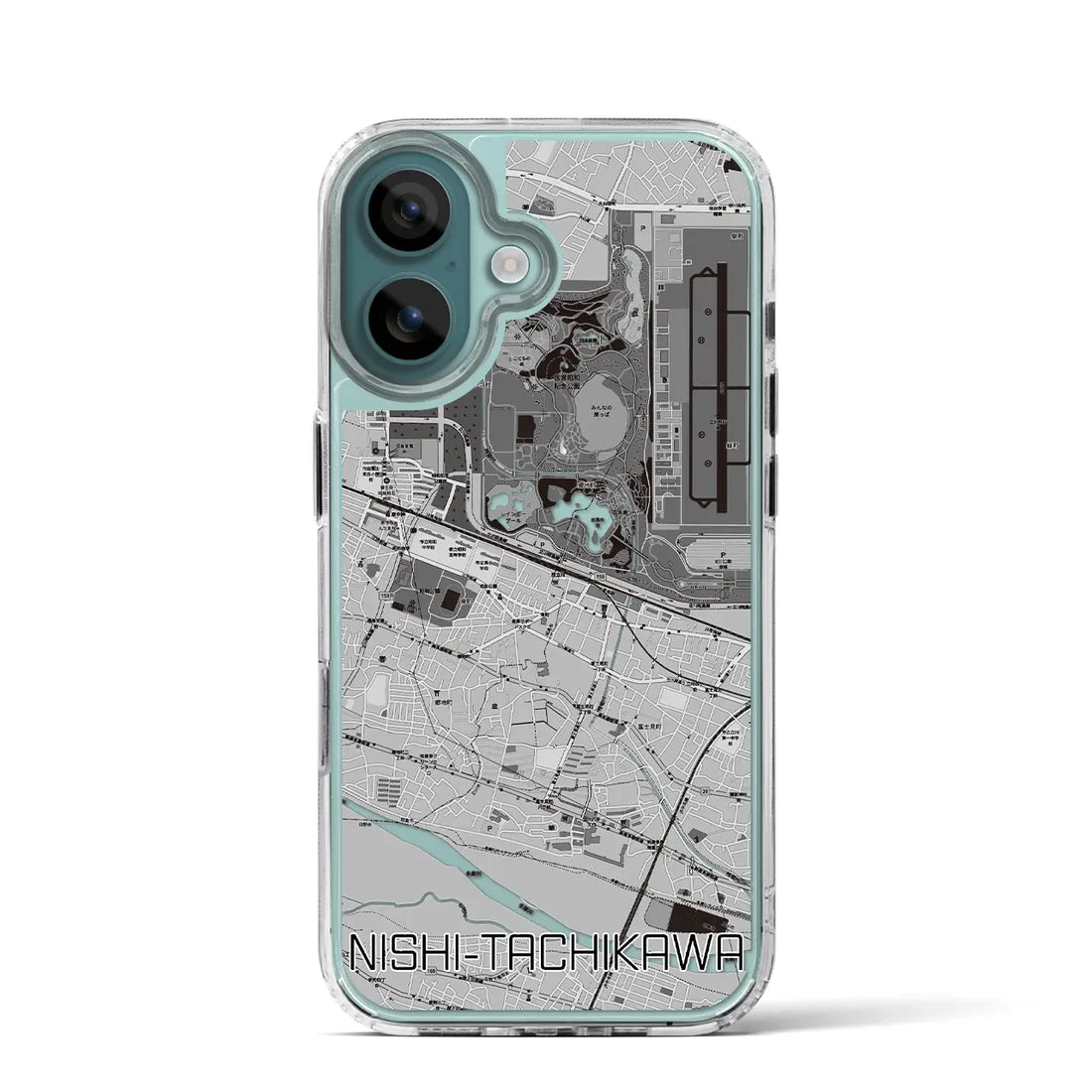 【西立川(東京都)】地図柄iPhoneケース(MagSafeタイプ)モノトーン・iPhone 16 Pro 用