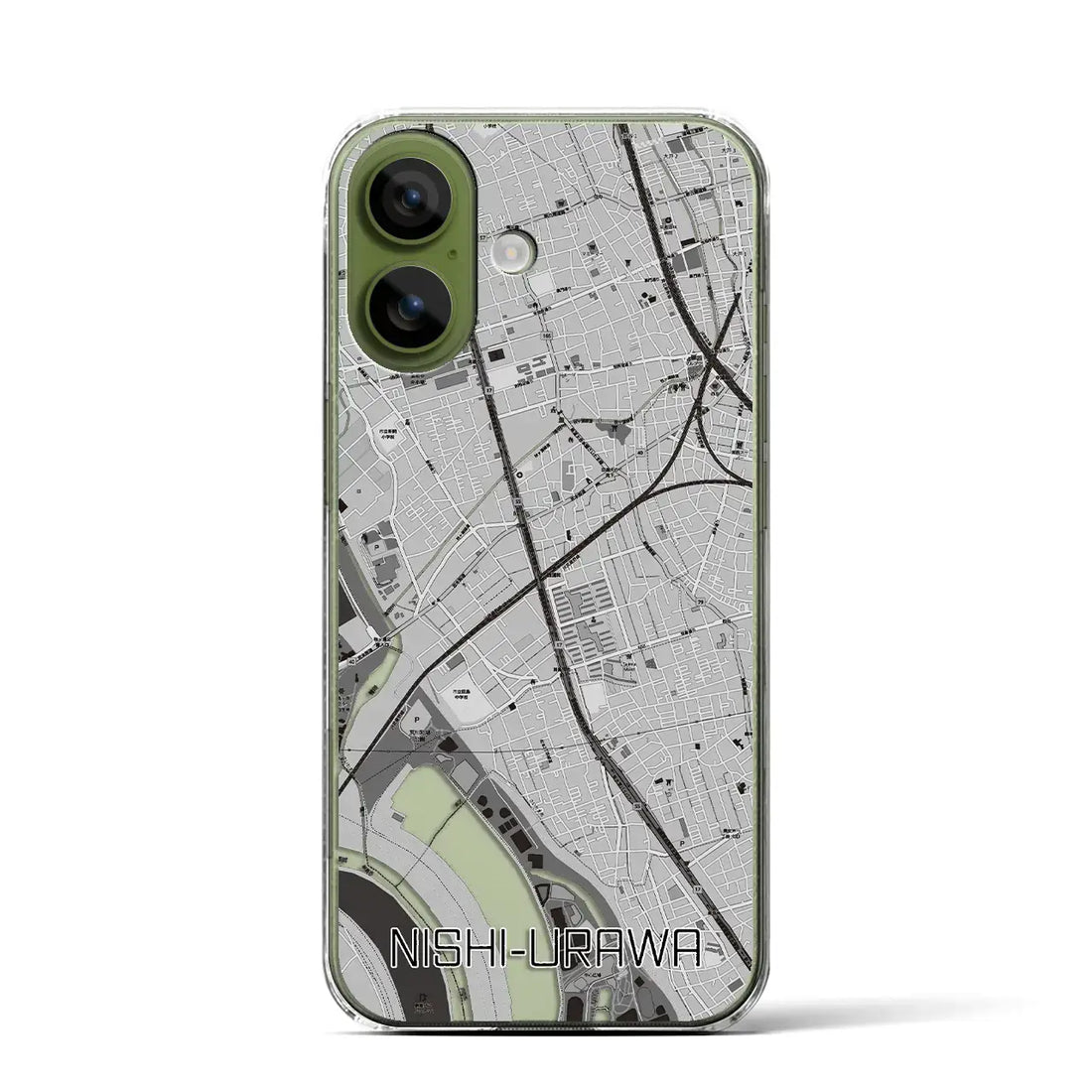 【西浦和(埼玉県)】地図柄iPhoneケース(クリアタイプ)モノトーン・iPhone 17 Pro Max 用