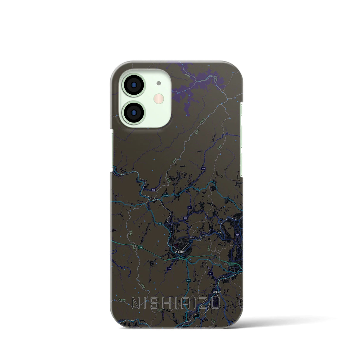 【西会津（福島県）】地図柄iPhoneケース（バックカバータイプ）