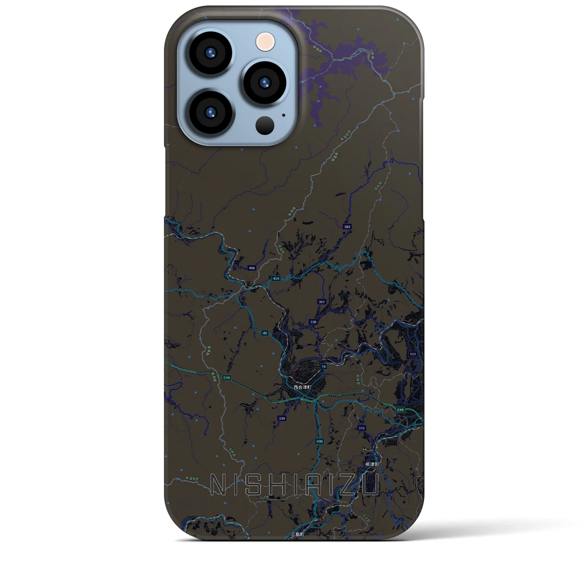 【西会津（福島県）】地図柄iPhoneケース（バックカバータイプ）