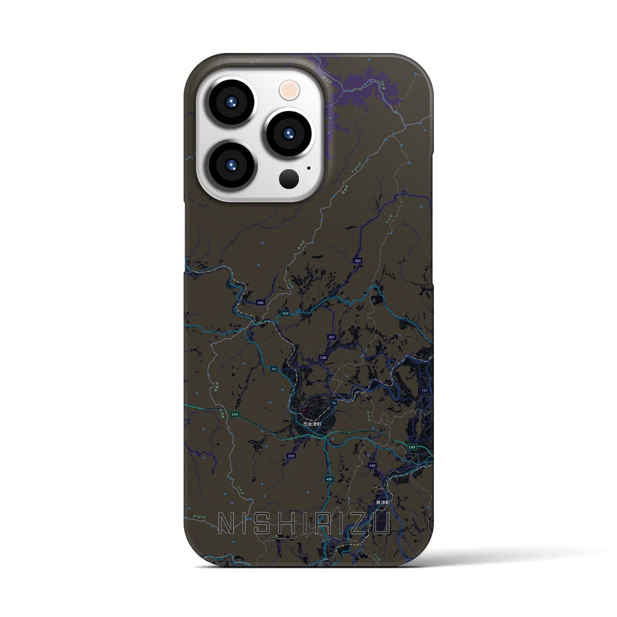 【西会津（福島県）】地図柄iPhoneケース（バックカバータイプ）