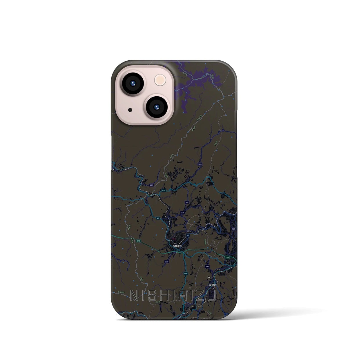 【西会津（福島県）】地図柄iPhoneケース（バックカバータイプ）