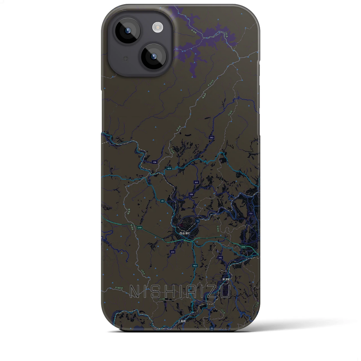 【西会津（福島県）】地図柄iPhoneケース（バックカバータイプ）