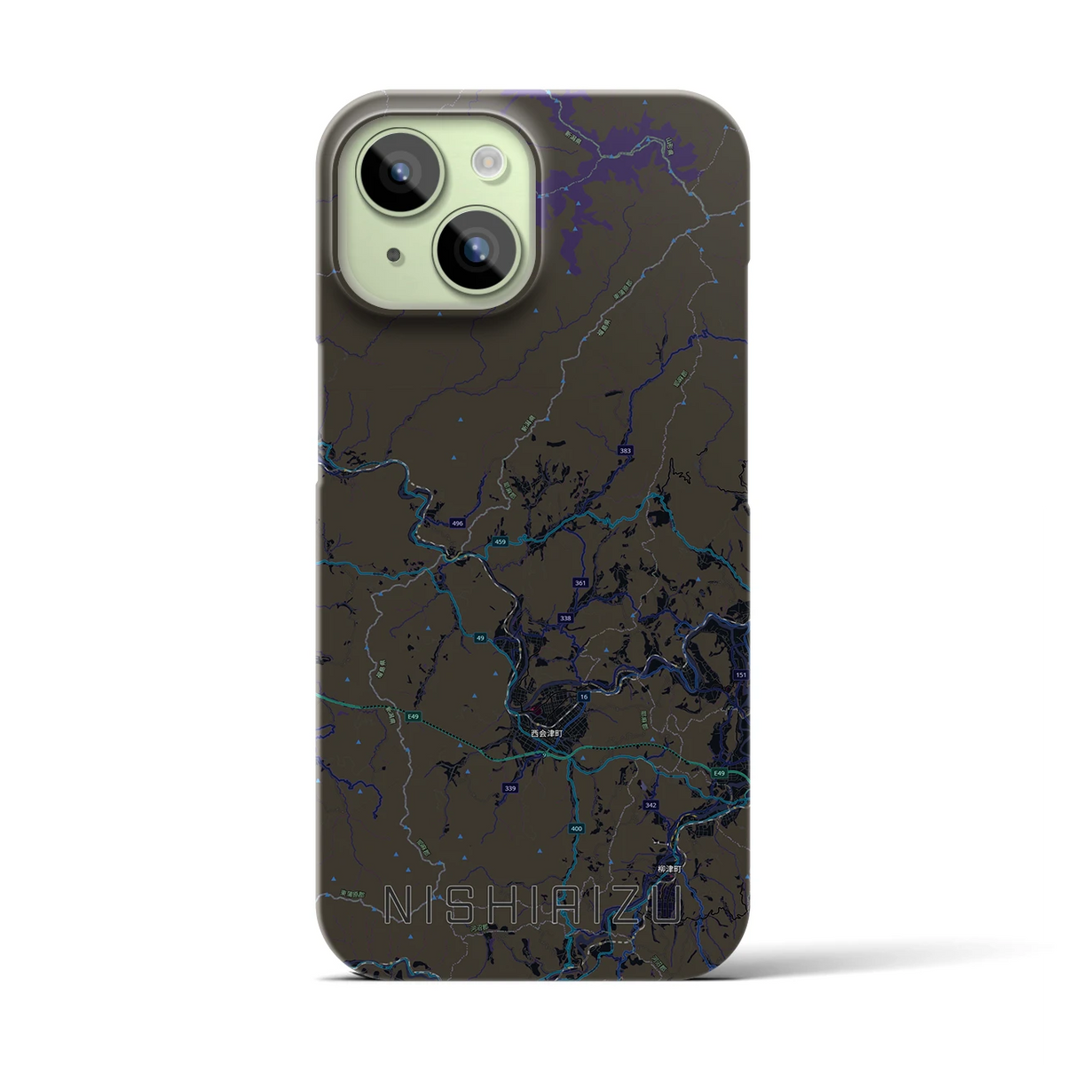 【西会津（福島県）】地図柄iPhoneケース（バックカバータイプ）